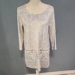 Soft Surroundings Velour Boho Paisley Print Scoopneck Midi Dress Cottegecore Art